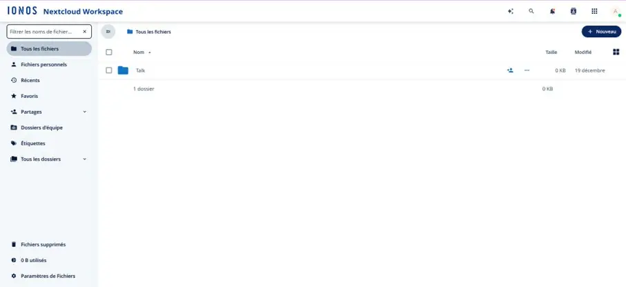 Nextcloud Workspace : Fichiers Image: Nextcloud Workspace : Fichiers