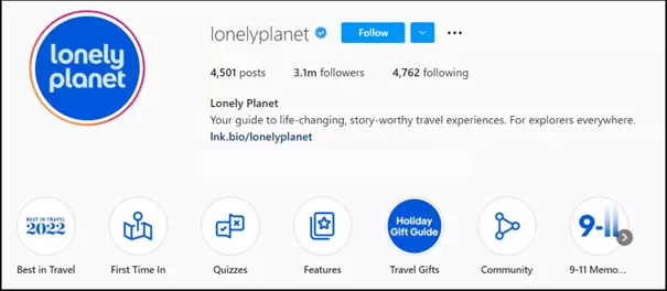 Image: Bio Instagram de Lonely Planet