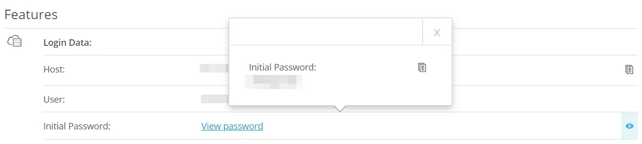 Image: IONOS : données d’accès dans le compte client