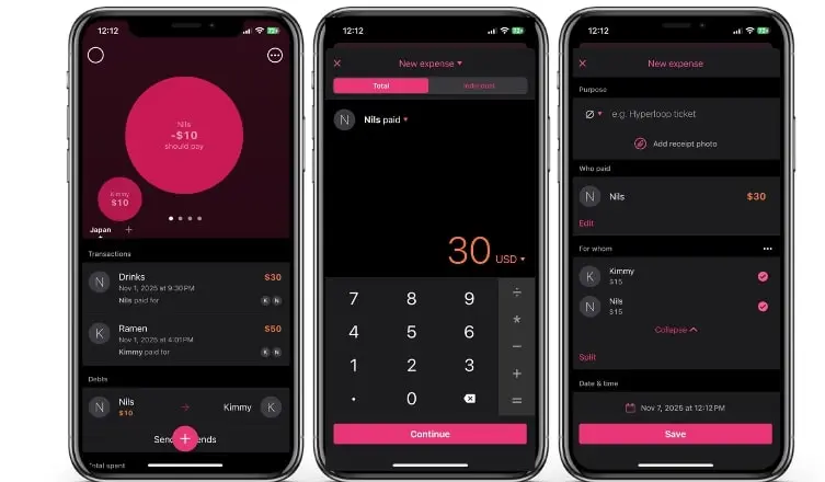 Image: Capture d&rsquo;&eacute;cran de l&rsquo;application Settle Up