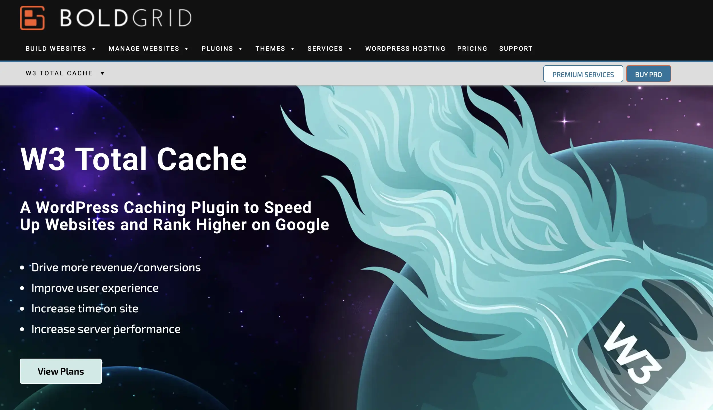 Image: W3 Total Cache sur le site du développeur BoldGrid