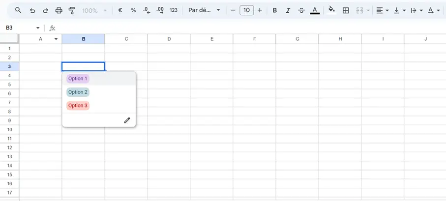Google Sheets : éléments dans la liste déroulante Image: Google Sheets : éléments dans la liste déroulante