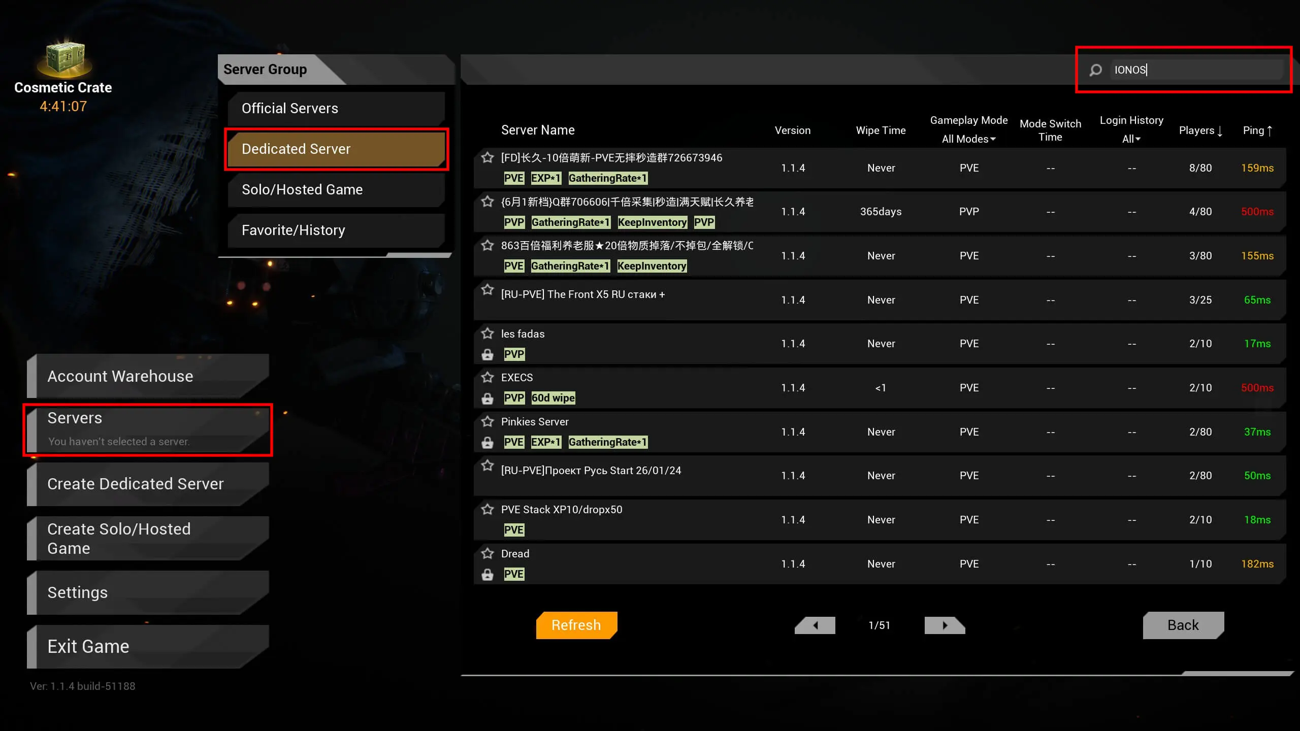 Image: The Front : serveurs dédiés disponibles
