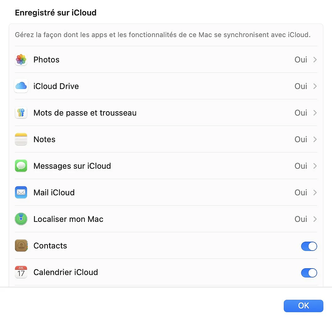 Image: Capture d’écran de l’interface utilisateur d’iCloud sur un Mac