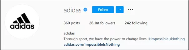 Image: Bio Instagram d’Adidas