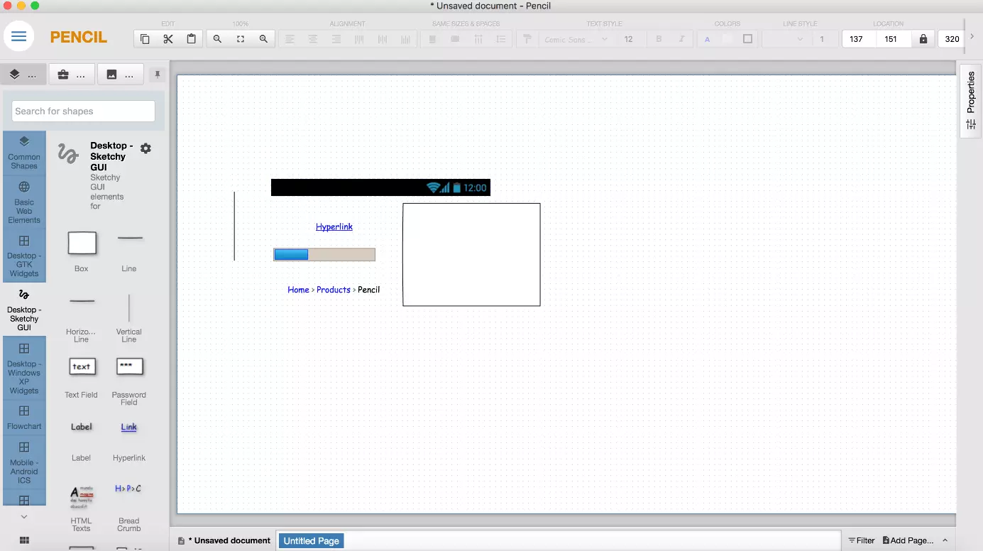 Image: Interface utilisateur de la version macOS de Pencil Project