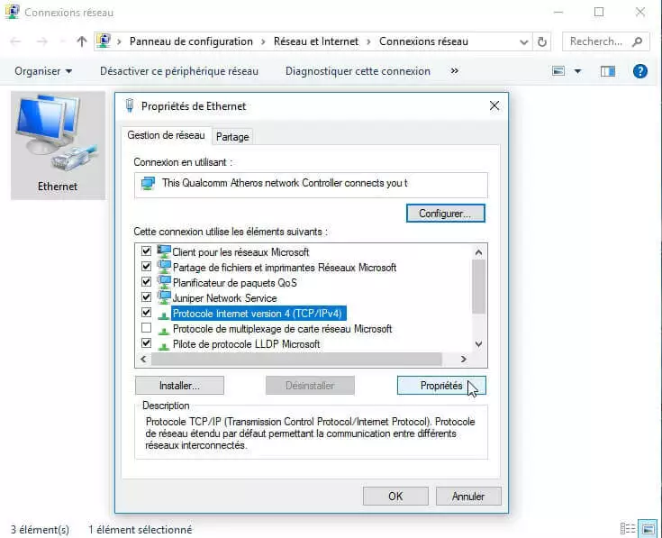 Image: Choisir le protocole Internet