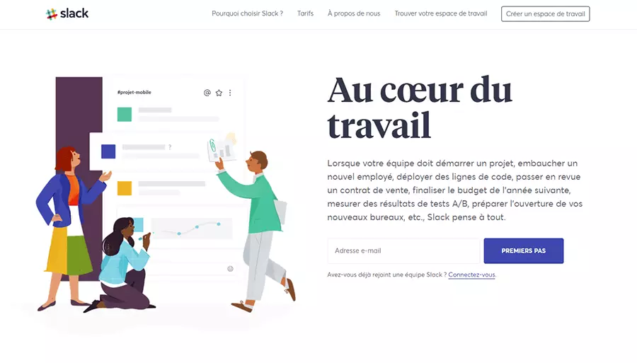 Image: Page d’accueil de Slack