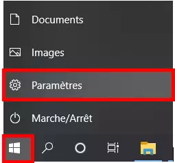 Image: « Paramètres » dans le menu de démarrage de Windows