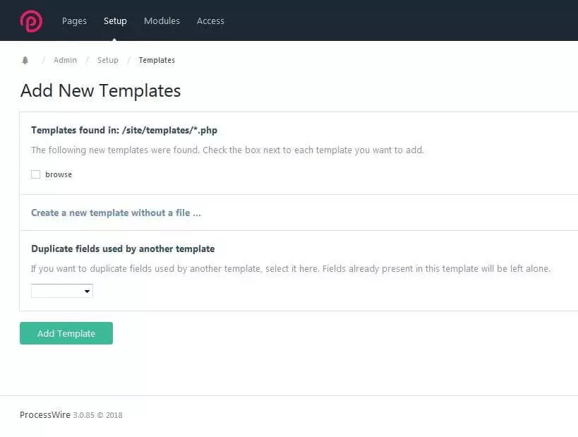 Menu « Add New Templates »