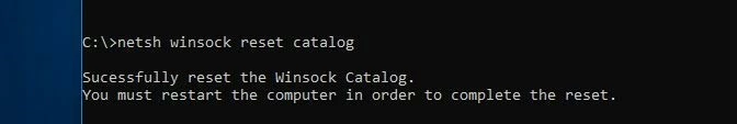 Image: Windows 10 Invite : Réinitialisation du catalogue Winsock