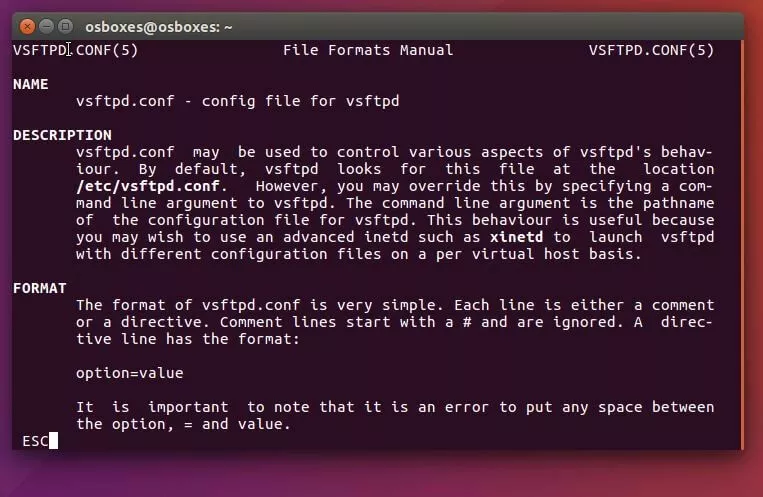 Page de manuel du fichier de configuration vsftpd Page de manuel du fichier de configuration vsftpd