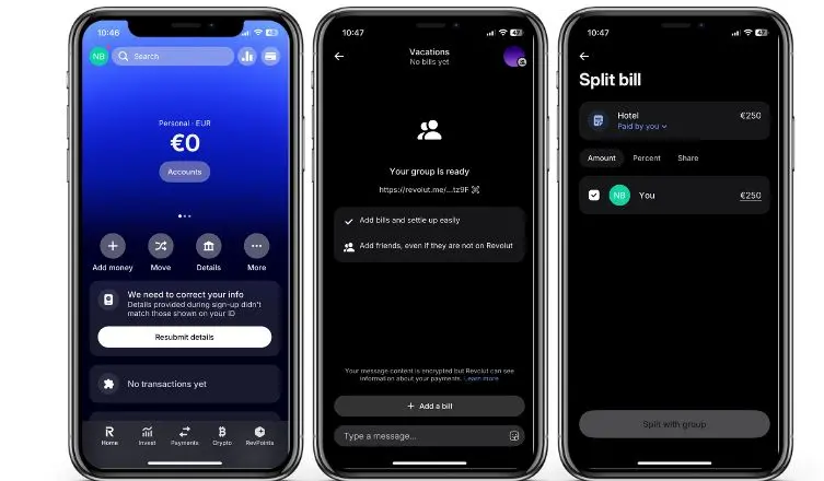 Image: Capture d&rsquo;&eacute;cran de l&rsquo;application Revolut