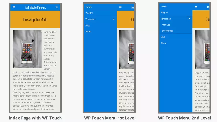 Image: Site Web mobile obtenu avec le plugin WPtouch de WordPress
