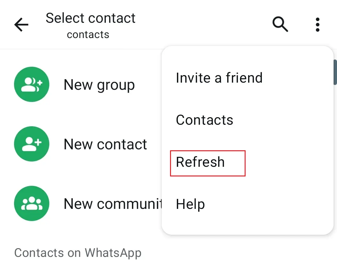 Mise à jour des contacts WhatsApp sur un smartphone Android Image: Mise à jour des contacts WhatsApp sur un smartphone Android
