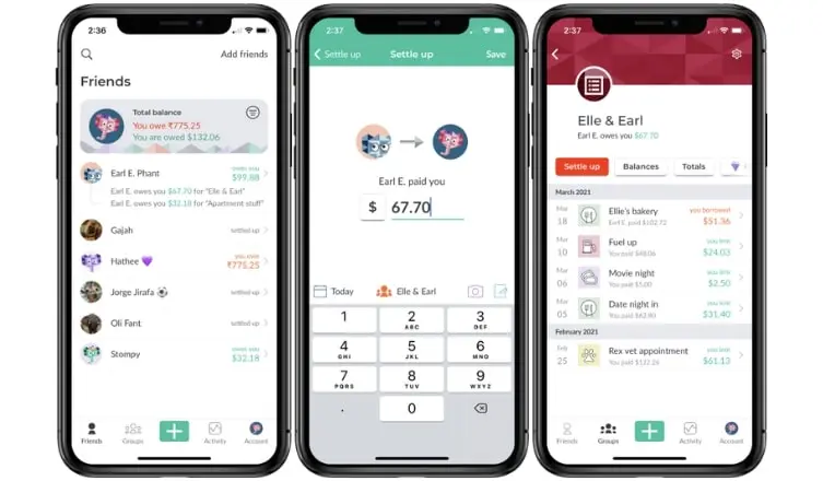 Image: Capture d&rsquo;&eacute;cran de l&rsquo;application Splitwise
