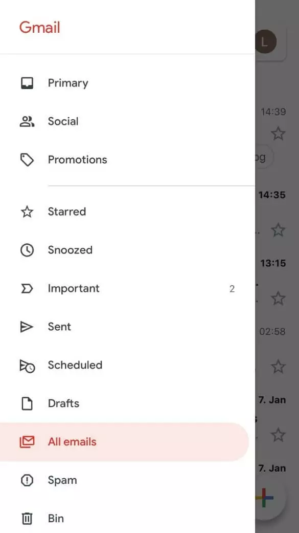 Image: Interface utilisateur de Gmail dans l’application iPhone