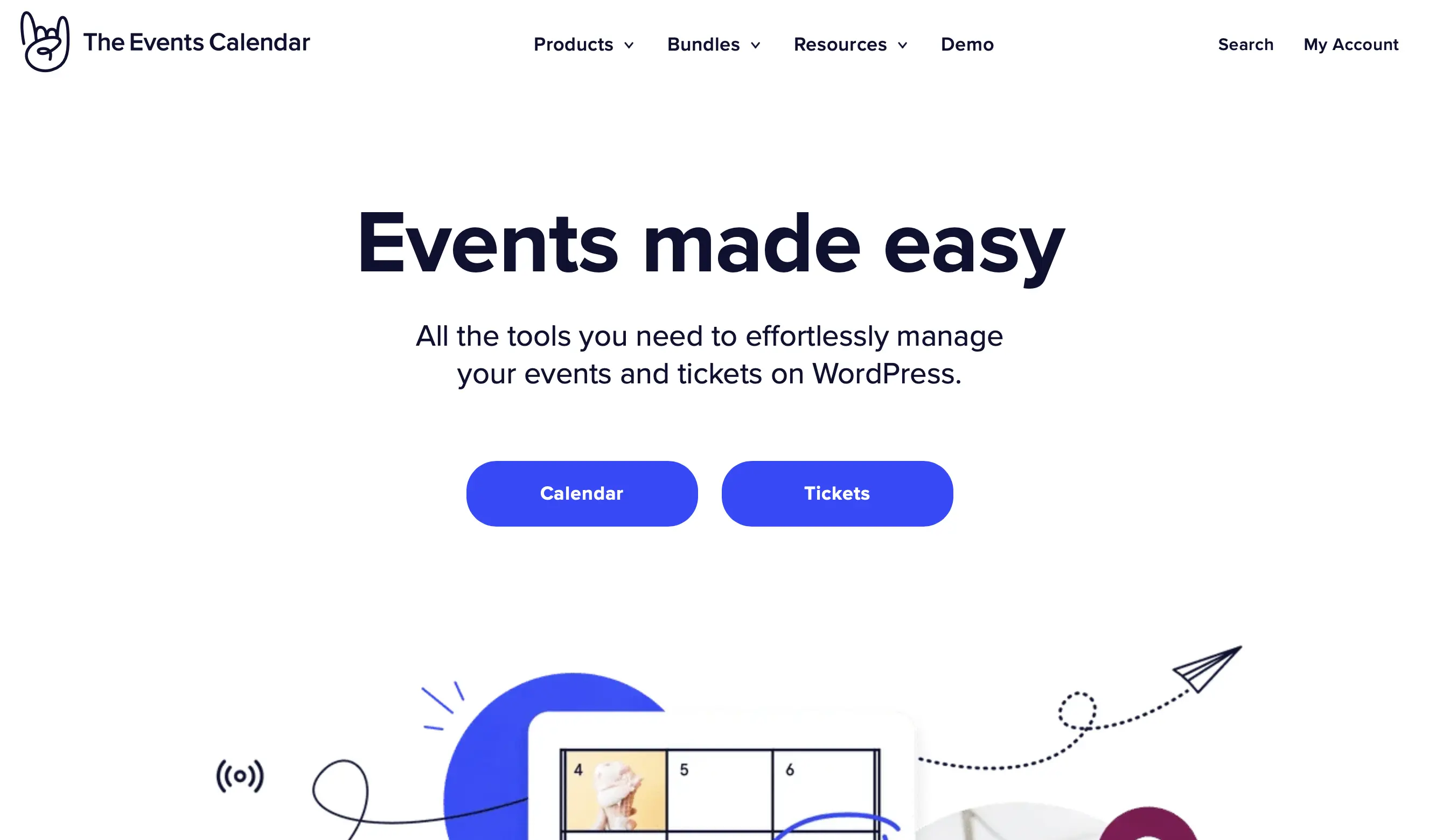 Image: Capture d’écran du site Internet du plugin WordPress The Events Calendar