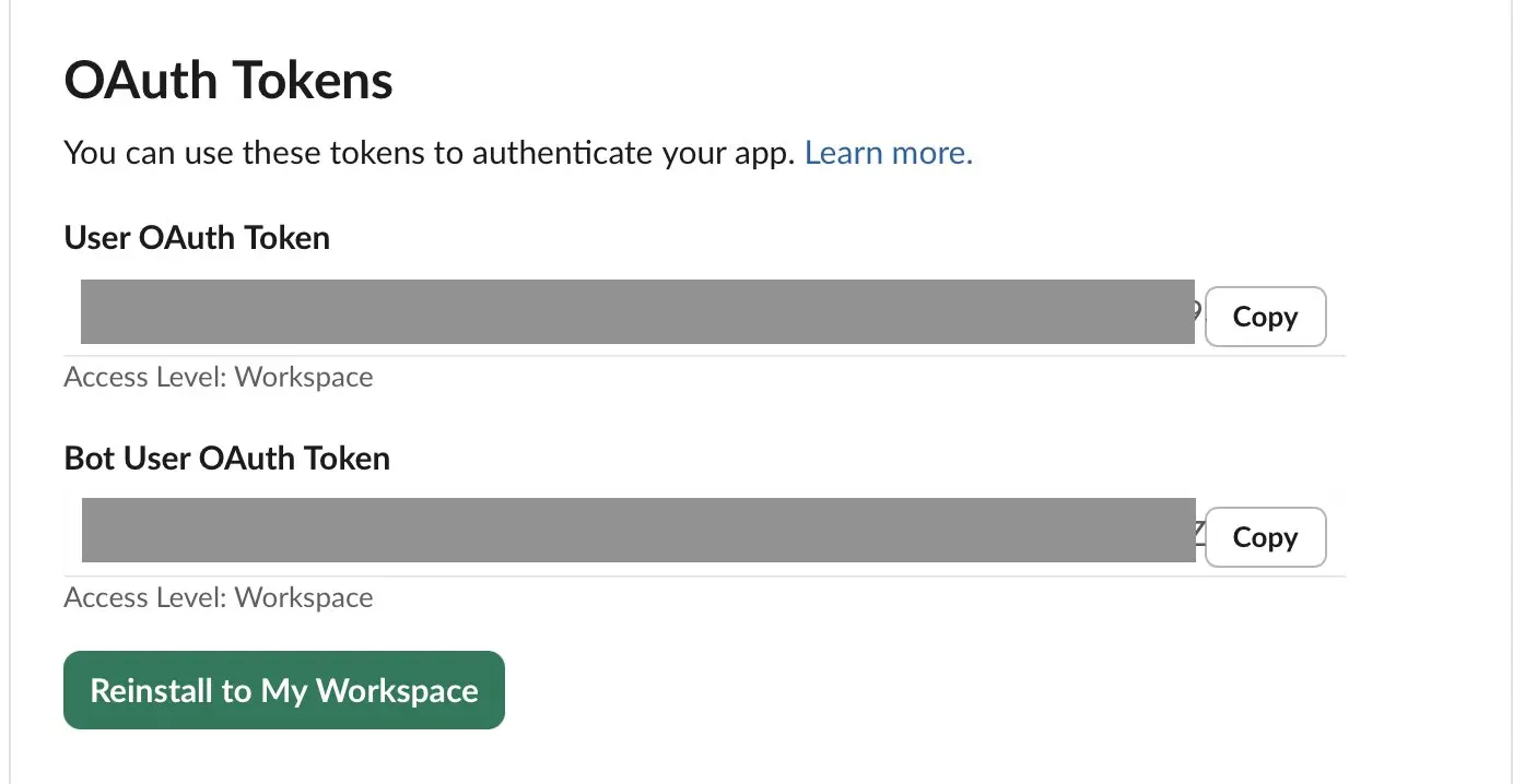 Slack : jetons d’authentification Image: Slack : jetons d’authentification