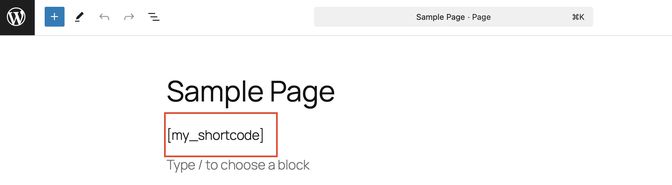Image: Modifier une page WordPress : ins&eacute;rer un shortcode