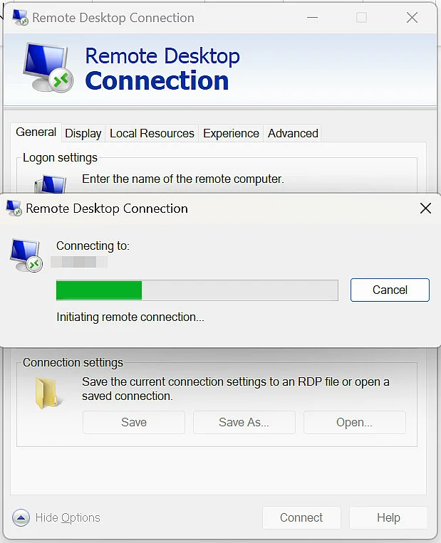Image: Connexion bureau à distance en cours