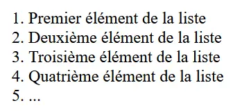 Exemple de liste HTML ordonnée Image: Exemple de liste HTML ordonnée