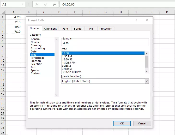 Image: Menu permettant de formater les cellules dans Excel