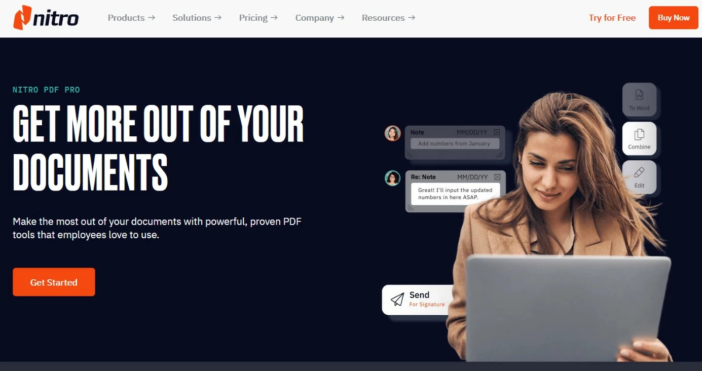 Image: Nitro PDF Pro sur la page officielle de Nitro