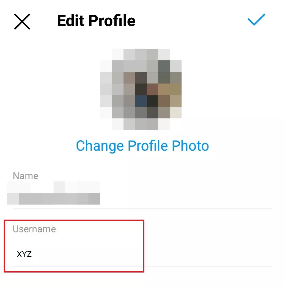 Instagram : « Modifier profil », champ « Nom d’utilisateur »