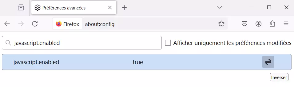Paramètre Firefox « javascript.enabled » Paramètre Firefox « javascript.enabled »