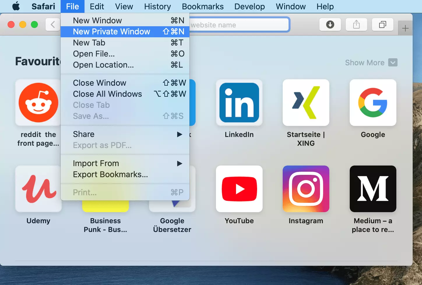 Navigation privée Safari : activer le mode grâce à la barre de menu