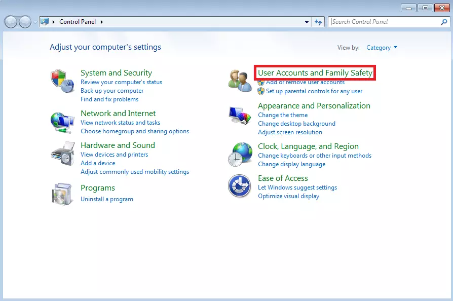 Image: Panneau de configuration de Windows 7