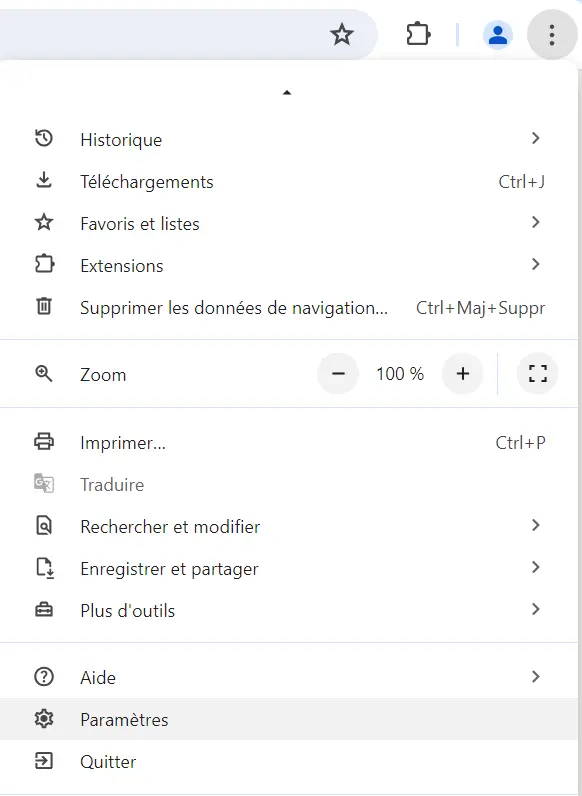 Menu de Google Chrome Image: Menu de Google Chrome