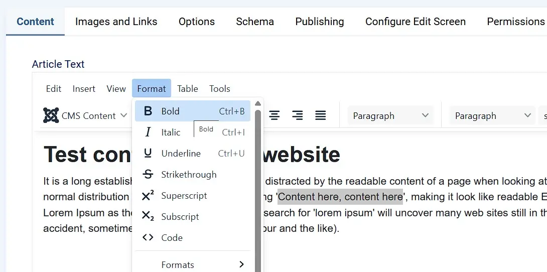 Modifier le contenu de l’article dans Joomla Image: Modifier le contenu de l’article dans Joomla