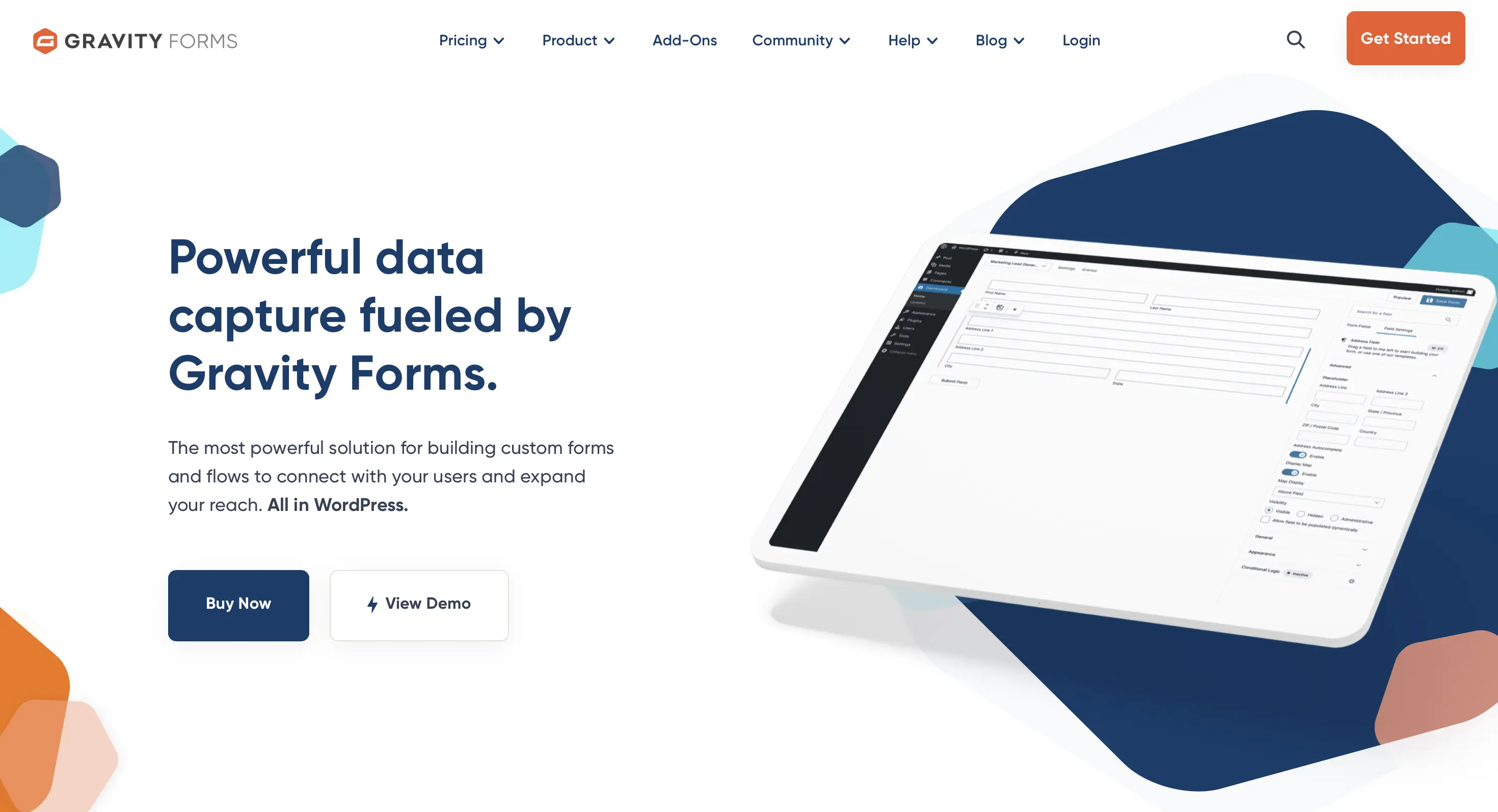 Image: Site Web de l’extension WordPress Gravity Forms