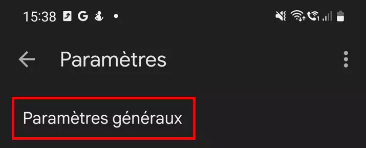 Image: « Paramètres généraux » dans le menu « Paramètres »