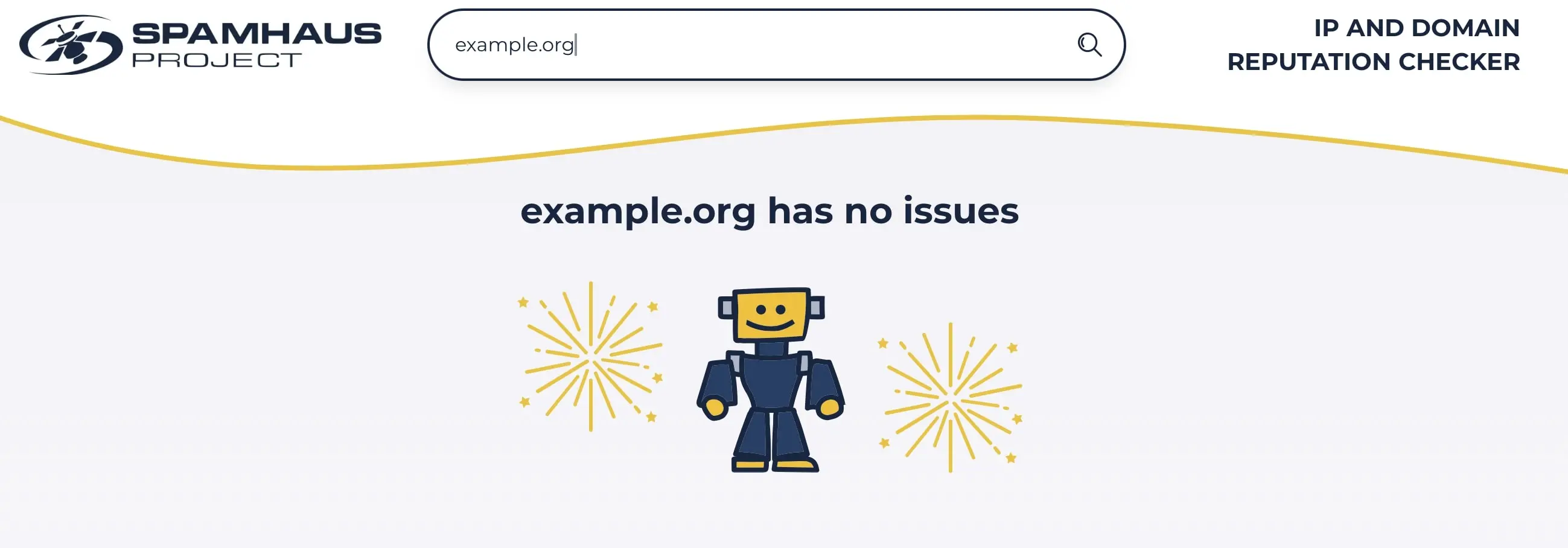 Image: Capture d&rsquo;&eacute;cran du r&eacute;sultat du Spamhaus Domain Check