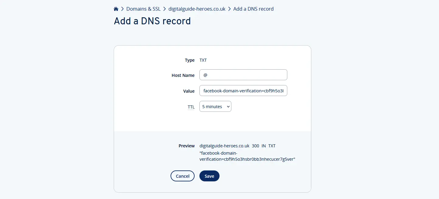 Ajouter un enregistrement DNS dans le compte client IONOS Image: Ajouter un enregistrement DNS dans le compte client IONOS