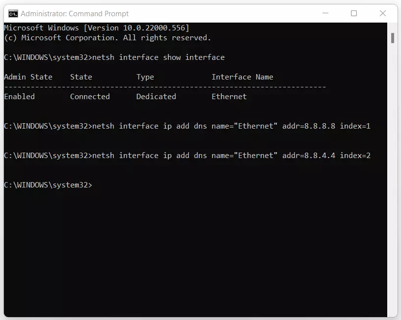 Image: Modifier le serveur DNS via une entrée de commandes