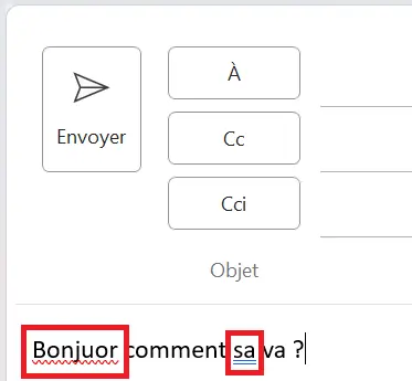 Image: Marquage des erreurs dans Outlook