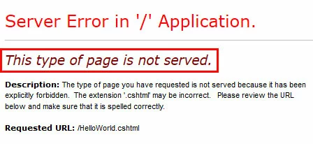Message « Ce type de page n’est pas servi » Message « Ce type de page n’est pas servi »