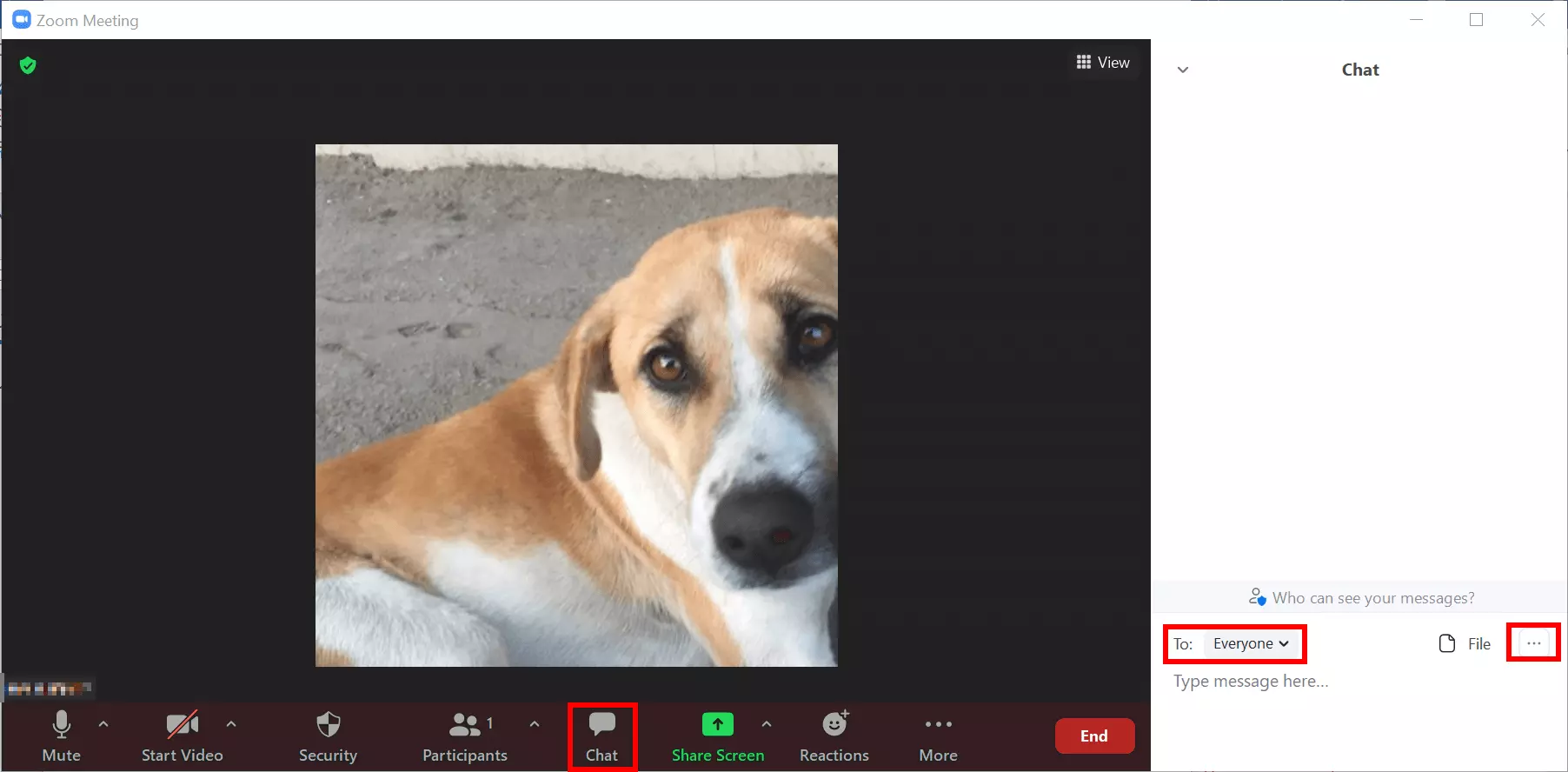 Image: Réunion Zoom avec fonction de Chat activée