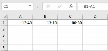 Image: Exemple de la manière dont vous pouvez soustraire des heures dans Excel