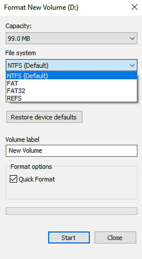 Image: Windows 10 : formatage d’un support externe