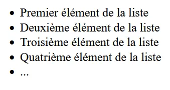 Exemple de liste HTML non ordonnée Image: Exemple de liste HTML non ordonnée