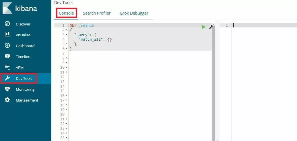 Image: Kibana : plugin Console