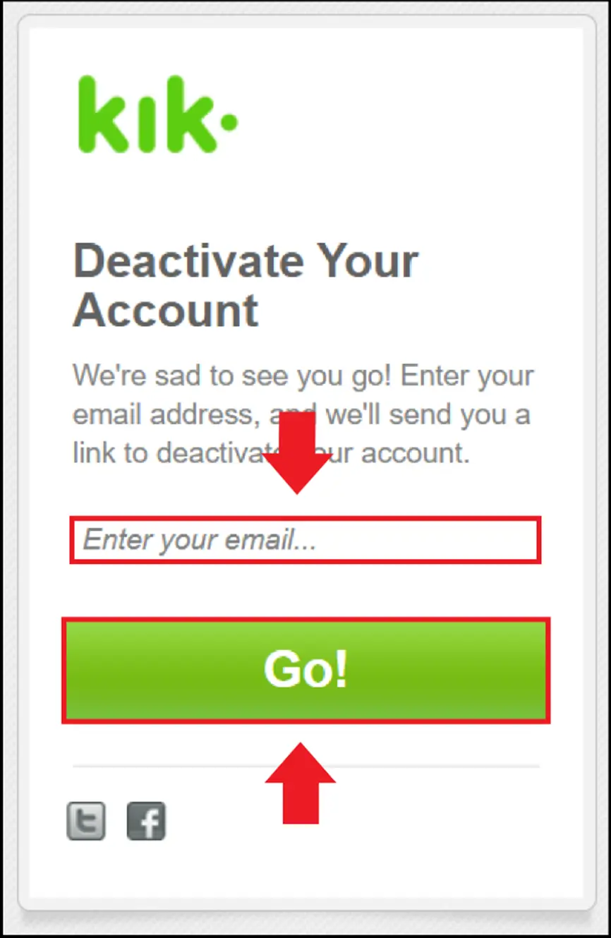 Image: Supprimer compte Kik : entrer son email
