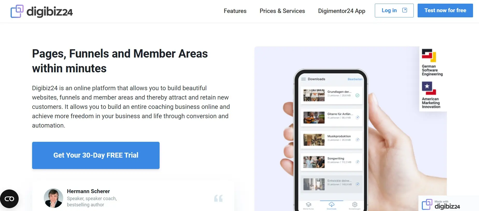 Image: Capture d&rsquo;&eacute;cran du site Web de la plateforme en ligne Digibiz24