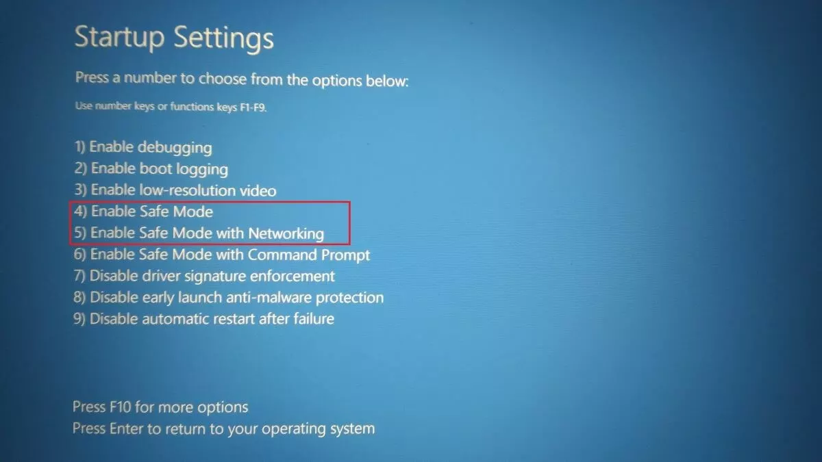 Image: Impression écran UEFI Windows 10 – Menu des paramètres de démarrage