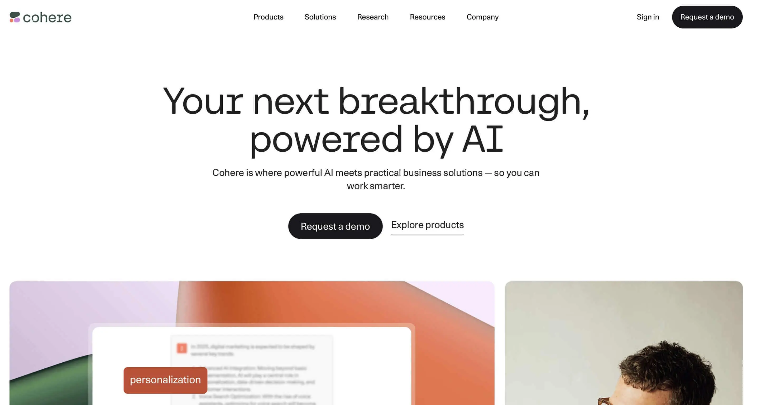 Image: Capture d’écran du site Web de Cohere Coral